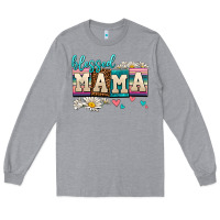 Heather Grey daisy blessed mama Long Sleeve Tee - AdoDesignShop