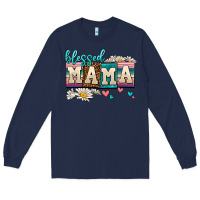Navy daisy blessed mama Long Sleeve Tee - AdoDesignShop