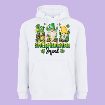Shenanigans Squad Gnomes St. Patricks Day Heavyweight Hoodie Designed By Maliassmallbusiness