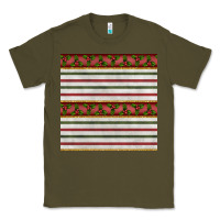 Army Green christmas mistletoe and stripes seamless pattern Classic Tee - BundleAndBundleShop
