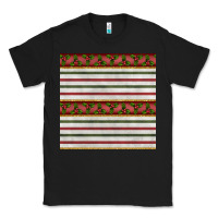 Black christmas mistletoe and stripes seamless pattern Classic Tee - BundleAndBundleShop