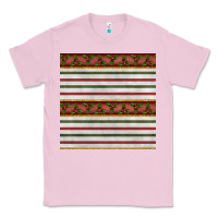 Bubblegum Pink christmas mistletoe and stripes seamless pattern Classic Tee - BundleAndBundleShop