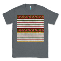 Charcoal Heather christmas mistletoe and stripes seamless pattern Classic Tee - BundleAndBundleShop