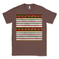 Chestnut christmas mistletoe and stripes seamless pattern Classic Tee - BundleAndBundleShop