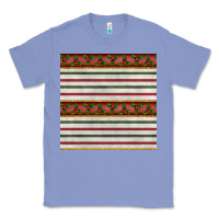 Colony Blue christmas mistletoe and stripes seamless pattern Classic Tee - BundleAndBundleShop