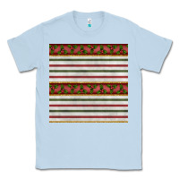 Dusty Blue christmas mistletoe and stripes seamless pattern Classic Tee - BundleAndBundleShop