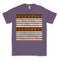 Lavender christmas mistletoe and stripes seamless pattern Classic Tee - BundleAndBundleShop