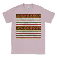 Lilac christmas mistletoe and stripes seamless pattern Classic Tee - BundleAndBundleShop