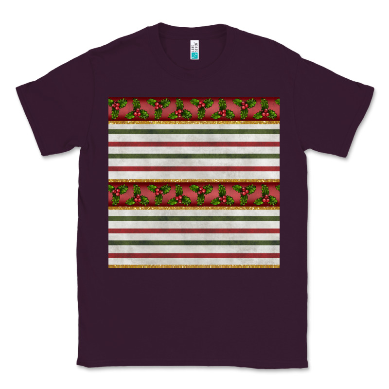 Christmas Mistletoe And Stripes Seamless Pattern Classic Tee by BundleAndBundleShop | Teevron