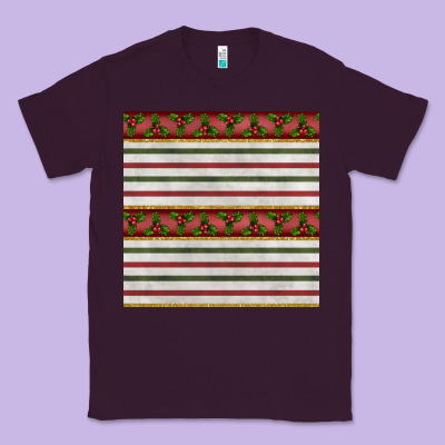 Christmas Mistletoe And Stripes Seamless Pattern Classic Tee Designed By Bundleandbundleshop