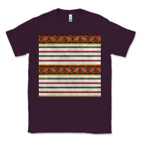 Plum christmas mistletoe and stripes seamless pattern Classic Tee - BundleAndBundleShop