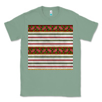 Sage christmas mistletoe and stripes seamless pattern Classic Tee - BundleAndBundleShop