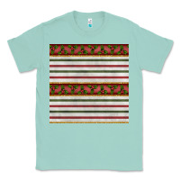 Seafoam christmas mistletoe and stripes seamless pattern Classic Tee - BundleAndBundleShop