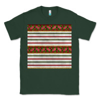 Sports Green christmas mistletoe and stripes seamless pattern Classic Tee - BundleAndBundleShop