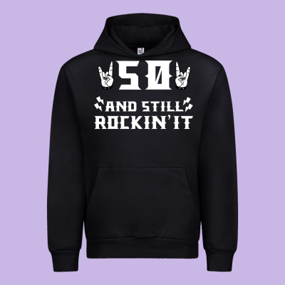 50 Birthday Rock Whitw Urban Hoodie Designed By Bettercallsaul