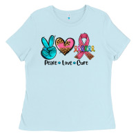 Baby Blue peace love  cure Ladies Tee - AdoDesignShop