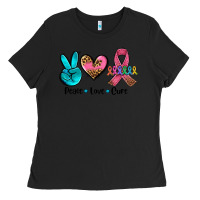 Black peace love  cure Ladies Tee - AdoDesignShop