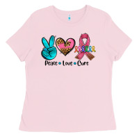 Bubblegum Pink peace love  cure Ladies Tee - AdoDesignShop