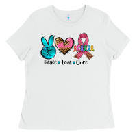 White peace love  cure Ladies Tee - AdoDesignShop