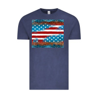 Vintage Denim Leopard glitter American flag tumbler Vintage Tee - Neo Western