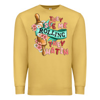 Antique Gold they see me rolling they hatin Premium Sweatshirt - MaliasSmallBusiness