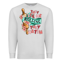 Dove Grey they see me rolling they hatin Premium Sweatshirt - MaliasSmallBusiness