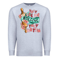 Heather Grey they see me rolling they hatin Premium Sweatshirt - MaliasSmallBusiness