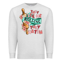 Oatmeal Heather they see me rolling they hatin Premium Sweatshirt - MaliasSmallBusiness