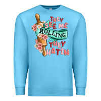 Ocean Blue they see me rolling they hatin Premium Sweatshirt - MaliasSmallBusiness