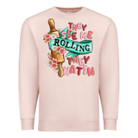 Pale Pink they see me rolling they hatin Premium Sweatshirt - MaliasSmallBusiness