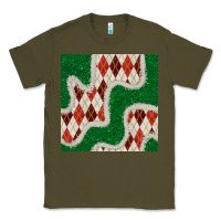 Army Green christmas diamond plaid and green glitter seamless pattern Classic Tee - BundleAndBundleShop