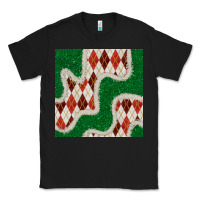 Black christmas diamond plaid and green glitter seamless pattern Classic Tee - BundleAndBundleShop
