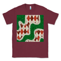 Burgundy christmas diamond plaid and green glitter seamless pattern Classic Tee - BundleAndBundleShop