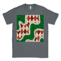 Charcoal Heather christmas diamond plaid and green glitter seamless pattern Classic Tee - BundleAndBundleShop