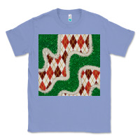 Colony Blue christmas diamond plaid and green glitter seamless pattern Classic Tee - BundleAndBundleShop