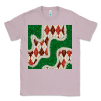 Lilac christmas diamond plaid and green glitter seamless pattern Classic Tee - BundleAndBundleShop