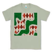 Matcha christmas diamond plaid and green glitter seamless pattern Classic Tee - BundleAndBundleShop