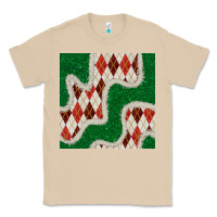 Mushroom christmas diamond plaid and green glitter seamless pattern Classic Tee - BundleAndBundleShop