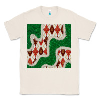 Natural christmas diamond plaid and green glitter seamless pattern Classic Tee - BundleAndBundleShop
