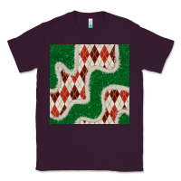 Plum christmas diamond plaid and green glitter seamless pattern Classic Tee - BundleAndBundleShop