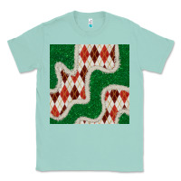 Seafoam christmas diamond plaid and green glitter seamless pattern Classic Tee - BundleAndBundleShop