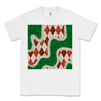 White christmas diamond plaid and green glitter seamless pattern Classic Tee - BundleAndBundleShop