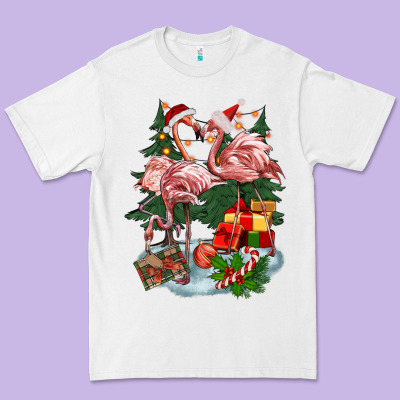 Christmas Flamingo Premium Tee Designed By Barkaloodesign