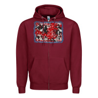 Burgundy bandana cowhide denim background Zipper Hoodie - AdoDesignShop