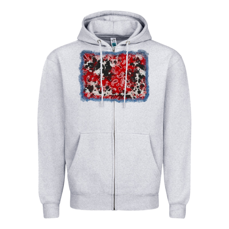 Bandana Cowhide Denim Background Zipper Hoodie by AdoDesignShop | Teevron