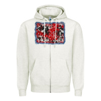 Oatmeal Heather bandana cowhide denim background Zipper Hoodie - AdoDesignShop
