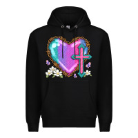 Black easter cross heart la Premium Hoodie - LillyAllenDesigns