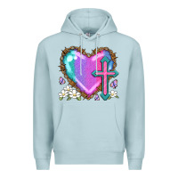 Blue Mist easter cross heart la Premium Hoodie - LillyAllenDesigns