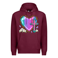 Burgundy easter cross heart la Premium Hoodie - LillyAllenDesigns