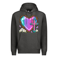 Charcoal Heather easter cross heart la Premium Hoodie - LillyAllenDesigns
